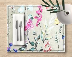 Ervi bavlnené prestierania na stôl - Poľné kvety na béžovom