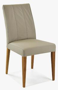 Svetlo sivá kožená jedálenská stolička v retro štýle (Klaudia)