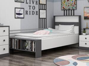 Jednolôžková posteľ 90 cm Live (antracit + biela). Vlastná spoľahlivá doprava až k Vám domov. 1089312