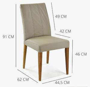 Svetlo sivá kožená jedálenská stolička v retro štýle (Klaudia)