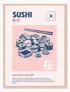 Ručne vyrobená nástenná dekorácia v ráme Sushi