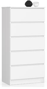 Ak furniture Komoda Kuba 60 cm - 5 zásuviek biela