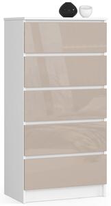 Ak furniture Komoda Kuba 60 cm - 5 zásuviek biela/cappuccino