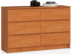 Ak furniture Komoda Kuba 120 cm 6 šuplíkov jelša