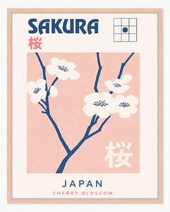 Ručne vyrobená nástenná dekorácia v ráme Sakura