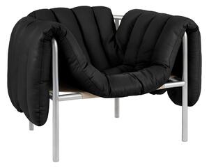 Kreslo Puffy, Black Leather / Stainless Steel – Hem