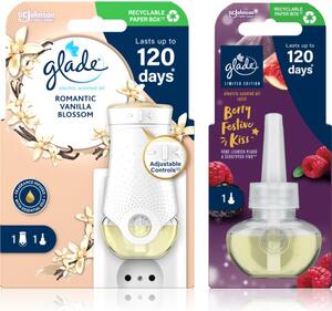GLADE Electric scented oil Romantic Vanilla Blossom + Berry Festive Kiss výhodné balenie 3 ks