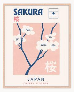 Ručne vyrobená nástenná dekorácia v ráme Sakura