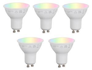 Sada 5 inteligentných stmievateľných LED žiaroviek GU10 50 mm opálová RGBW 4,7 W 400 lm 2700 – 6500 K Zigbee