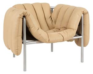 Kreslo Puffy, Sand Leather / Stainless Steel – Hem