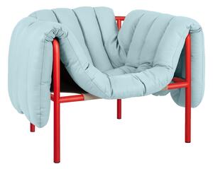 Kreslo Puffy, Light Blue Leather / Traffic Red – Hem