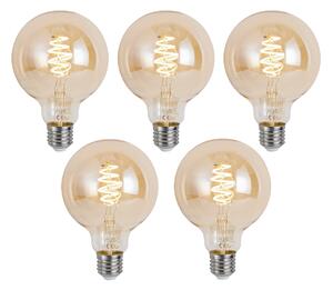 Sada 5 ks Inteligentná stmievateľná LED žiarovka E27 G95 Jantárová 4,9W 320lm 2500K