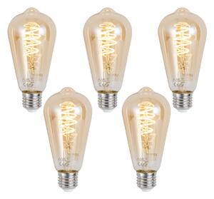 Sada 5 ks Inteligentná stmievateľná LED žiarovka E27 ST64 Jantárová 4,9 W 320 lm 2500 K