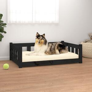 Psia posteľ čierna 95,5x65,5x28 cm masívna borovica
