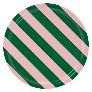 Podnos Stripe, Pink / Emerald, Stredné – Hem