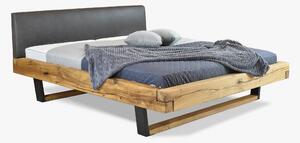 Moderná dubová posteľ LAURA 200 x 200 (čalúnené čelo)