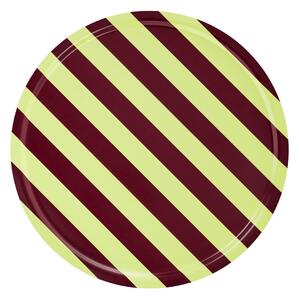 Podnos Stripe, Butter / Burgundy, Veľký – Hem