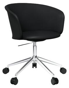 Stolička Kendo 5-star Castors, Black Leather, Hliník – Hem