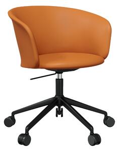 Stolička Kendo 5-star Castors, Cognac Leather, Black – Hem