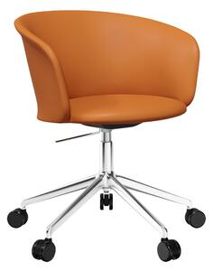 Stolička Kendo 5-star Castors, Cognac Leather, Hliník – Hem
