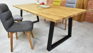 Moderný dubový stôl , čierne kovové nohy (Torino)