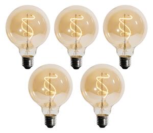 Sada 5 ks E27 Stmievateľná LED žiarovka so špirálovým vláknom G95 4W 270lm 2200K