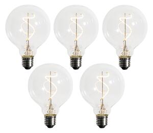 Sada 5 ks Stmievateľná LED žiarovka E27 so špirálovým vláknom G95 4W 270lm 2200K