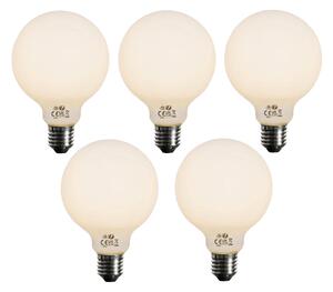 Sada 5 ks E27 3-stupňová stmievateľná LED žiarovka opálové sklo G95 4W 450lm 2700K