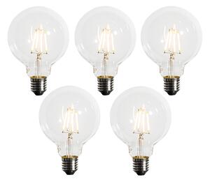 Sada 5 ks Stmievateľná LED žiarovka E27 G95 5W 450lm 2200K