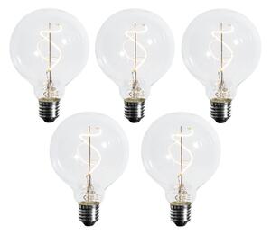 Sada 5 ks Stmievateľná LED žiarovka E27 so špirálovým vláknom G95 4W 270lm 2700K