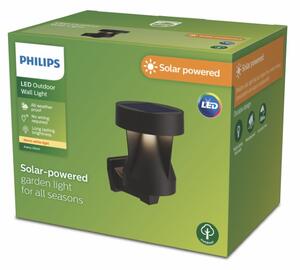 Philips 8720169386853 Avery solárne nástenné svietidlo LED 1,8W/200lm 2700K IP44 čierna