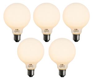 Sada 5 ks Stmievateľná LED žiarovka E27 opálové sklo G95 5W 450lm 2200K
