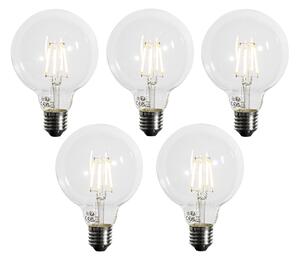 Sada 5 ks E27 3-stupňová stmievateľná LED žiarovka G95 4W 450lm 3000K