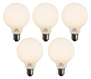 Sada 5 ks Stmievateľná LED žiarovka E27 opálové sklo G95 5W 450lm 2700K