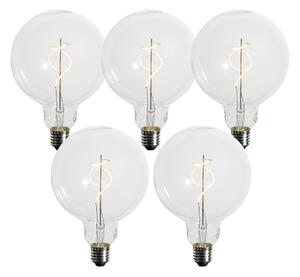 Sada 5 stmievateľných LED žiaroviek E27 so špirálovým vláknom G125 4W 270 lm 2200K