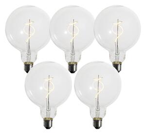 Sada 5 stmievateľných LED žiaroviek E27 so špirálovým vláknom G125 4W 270 lm 2700K