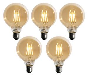 Sada 5 ks Stmievateľná LED žiarovka E27 G95 5W 450lm 2700K
