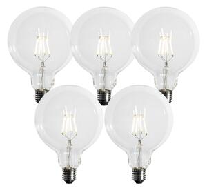 Sada 5 ks E27 3-stupňová stmievateľná LED žiarovka so špirálovým vláknom G125 4W 450lm 3000K