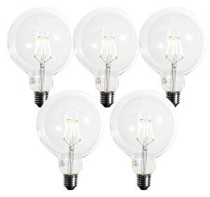Sada 5 ks Stmievateľná LED žiarovka E27 so špirálovým vláknom G125 5W 450lm 2200K