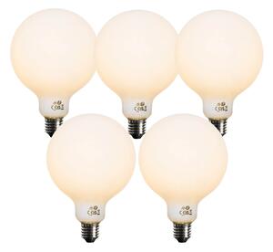 Sada 5 ks Stmievateľná LED žiarovka E27 opálové sklo G125 5W 450lm 2200K