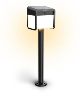 Philips 8720169362123 UltraEfficient Ezra solárne stojanové svietidlo/stĺpik zapichovací so senzorom LED V487mm + hrot203mm 1,8W 250/25lm 3000K IP44 čierna