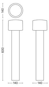 Philips 8720169351356 UltraEfficient Otis vonkajšie stojanové svietidlo/stĺpik LED V600mm 4,3W/800lm 2700K IP44 antikorová