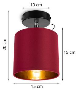Stropné svietidlo GAMA, 1x červené textilné tienidlo, (možnosť polohovania)