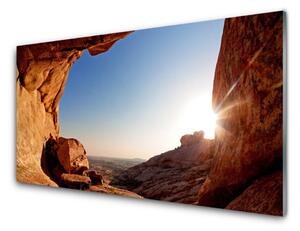 Obraz na skle Skala slnko krajina 120x60 cm 2 Prívesky