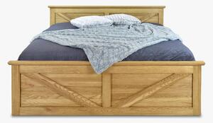 Masívna dubová manželská posteľ rustikálny vzhľad