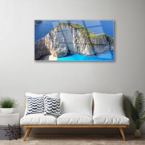 Obraz na skle Skaly more príroda 125x50 cm