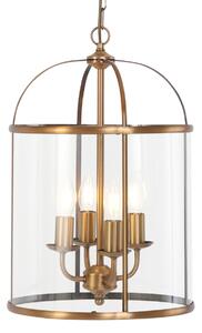 Vintage závesná lampa bronzová s čírym sklom 4-svetlá - Pimpernel