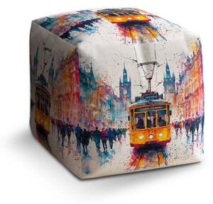 Sablio Taburet Cube Žltá električka Paint - 40x40x40 cm
