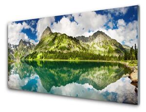 Obraz na skle Hory jazero príroda 120x60 cm 4 Prívesky
