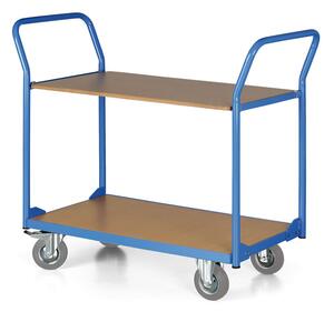 Policový vozík, 2 police 500x800 mm, kolesá 125 mm so sivou gumou